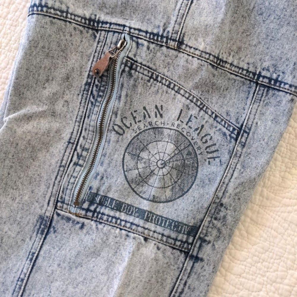 Vintage 80s Bugle Boys Tapered Jeans Acid Wash Denim Size 36L - Picture 6 of 11